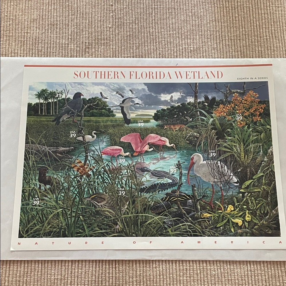 Southern Florida Wetland Nature of America Stamps Poster Uncirculated Unhinged